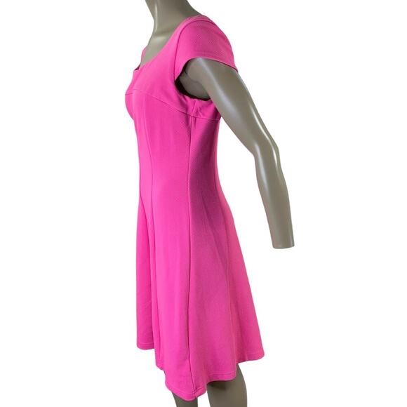 Karin Stevens Cap Sleeves Fit Flare Skater Dress Jersey Stretchy Size 14 Pink - Picture 3 of 16